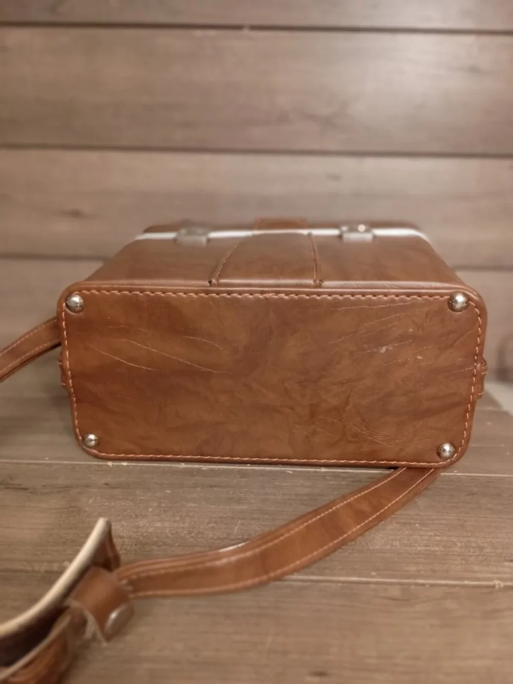 Vintage Camera Carrying Case Brown Faux Leather with Shoulder Strap